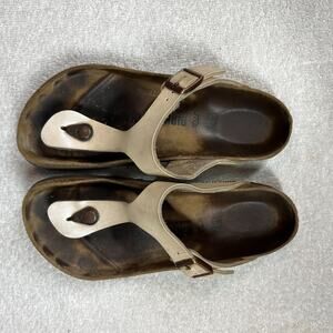 Birkenstock Gizeh Sandals Womens 38 245 Ivory Strap Open Toes